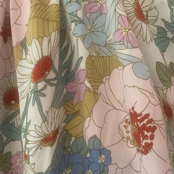 Womens V Neck Tie Front Long Sleeve Floral Blouse in Blue sz small - Picture 12 of 12